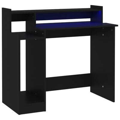 vidaXL Radni stol s LED svjetlima crni 97x45x90 cm konstruirano drvo