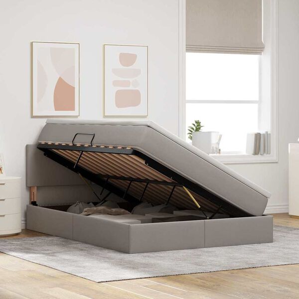 vidaXL Krevet s madracem i skladištem Sivo-smeđa 140 x 200 cm