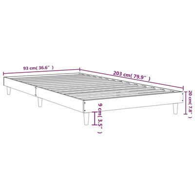 vidaXL Okvir za krevet boja hrasta 90x200 cm od konstruiranog drva