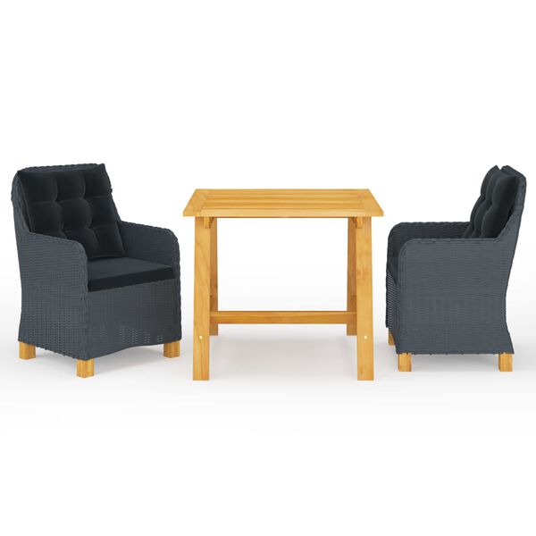 vidaXL 3-dijelni vrtni blagovaonski set tamnosivi