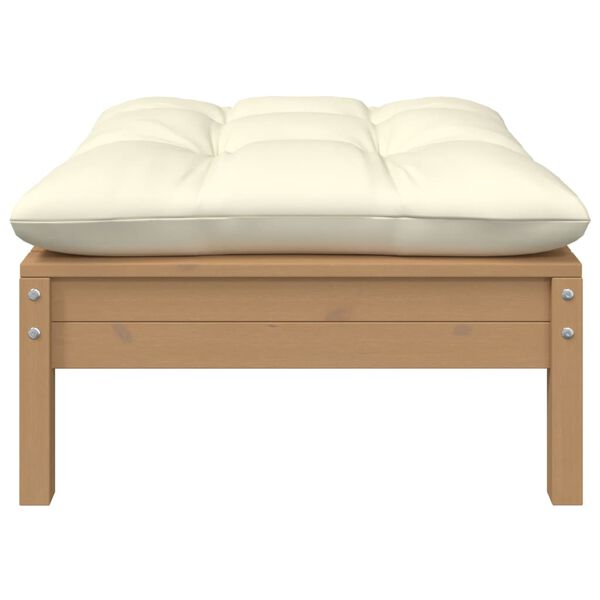 vidaXL Vrtni tabure s krem jastukom boja meda od masivne borovine