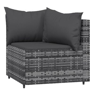 vidaXL Kutne vrtne sofe s jastucima 2 kom sive od poliratana