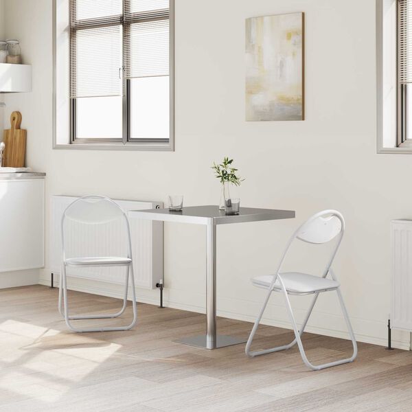vidaXL Sklopiva stolica 2 pcs Bijeli 48 x 43,5 x 81 cm Lažna koža
