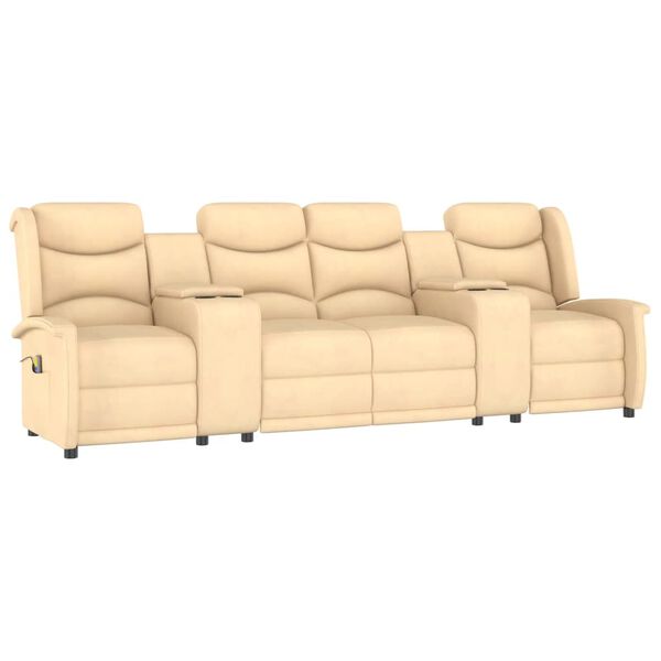 vidaXL Masažni četverosjed s držačima čaša krem