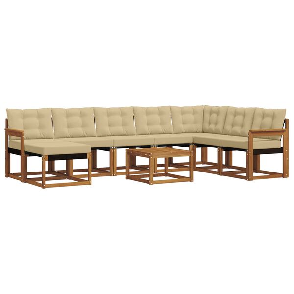 vidaXL Set vanjskih sofa s jastukom 9 pcs Prirodna i bež