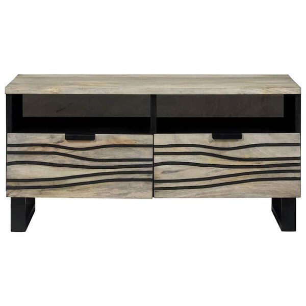 vidaXL Kava Stol Bež i crna 80 x 54 x 40 cm Čvrsto drvo akacije