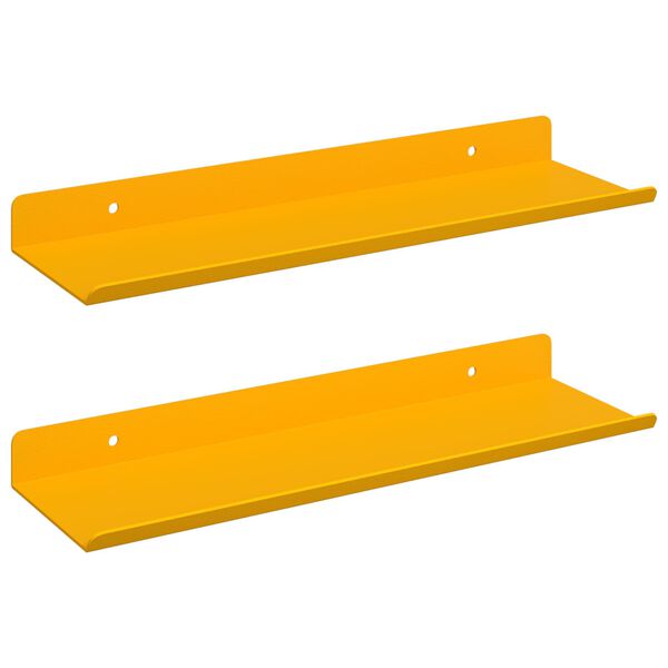 vidaXL Lebdeća polica Zidne 2 pcs Žuta 30 x 9 x 2,5 cm Čelik