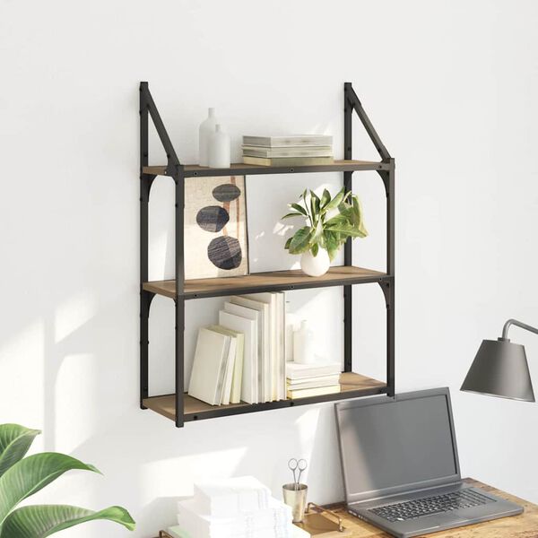 vidaXL Polica na zidu s policom Umjetnički hrast 60 x 21 x 78,5 cm