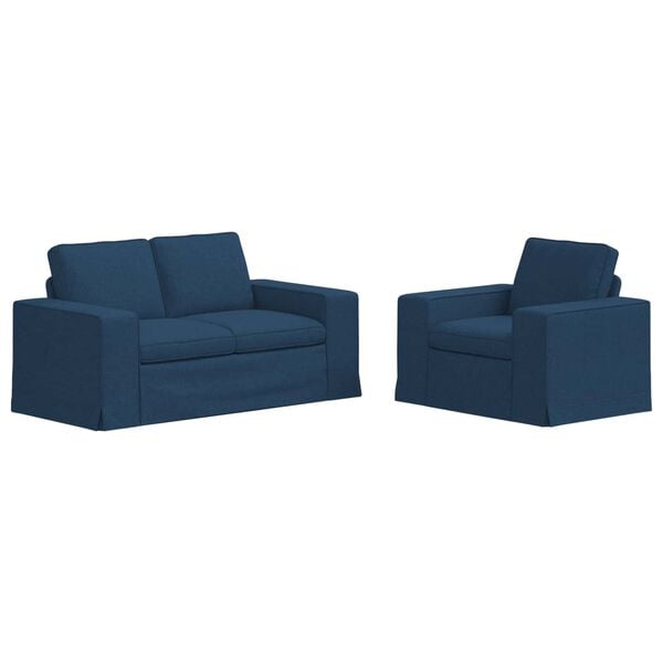 vidaXL Sofa 2 pcs Plava 182 x 80 x 82 cm tkanina