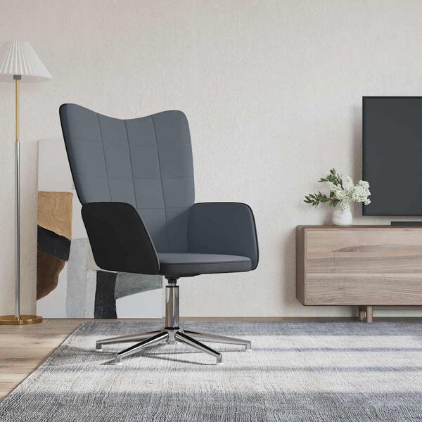 vidaXL Stolica za opu&scaron;tanje tamnosiva od bar&scaron;una i PVC-a