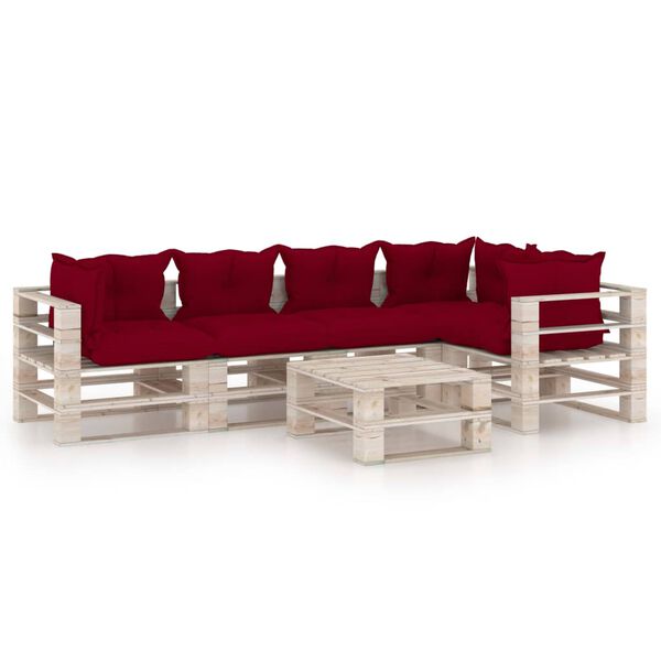 vidaXL 6-dijelna vrtna garnitura od paleta od borovine s jastucima