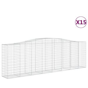 vidaXL Lučne gabionske ko&scaron;are 15kom 400x50x120/140cm pocinčano željezo
