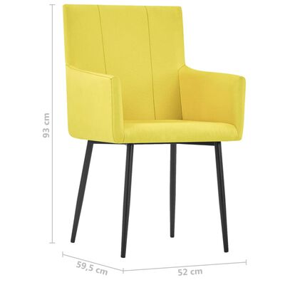 vidaXL Blagovaonske stolice s naslonima za ruke 6 kom žute od tkanine