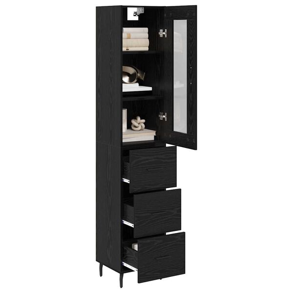 vidaXL Highboard Crni hrast 34,5 x 34 x 180 cm Konstruirano drvo