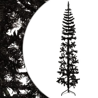 vidaXL Tanka umjetna polovica božićnog drvca sa stalkom crna 240 cm