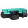 vidaXL 6-dijelni set vrtnih sofa s jastucima crni od poliratana bagrem