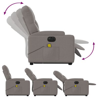 vidaXL Električni masažni naslonjač na podizanje od tkanine smeđesivi