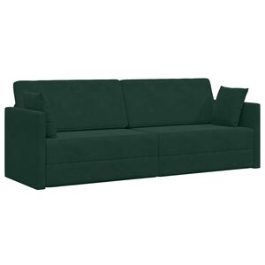 vidaXL Podni kauč na razvlačenje Tamnozelena 213 x 70 x 77 cm Bar&scaron;un