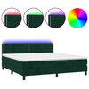 vidaXL Krevet box spring s madracem LED tamnozeleni 180x200 cm bar&scaron;un