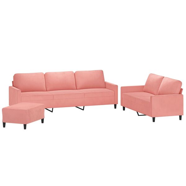 vidaXL 3-dijelni set sofa s jastucima ružičasti bar&scaron;unasti