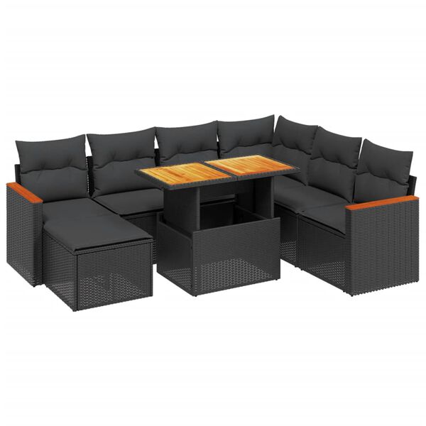 vidaXL 8-dijelni set vrtnih sofa od poliratana s jastucima crni