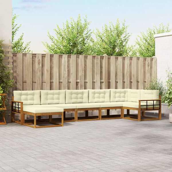 vidaXL Set vanjskih sofa s jastukom 7 pcs Prirodna i krem