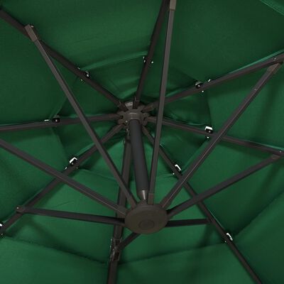 vidaXL Suncobran s 4 razine i aluminijskom šipkom zeleni 3 x 3 m