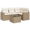 vidaXL 5-dijelni vrtni set sofa s jastucima bež od poliratana