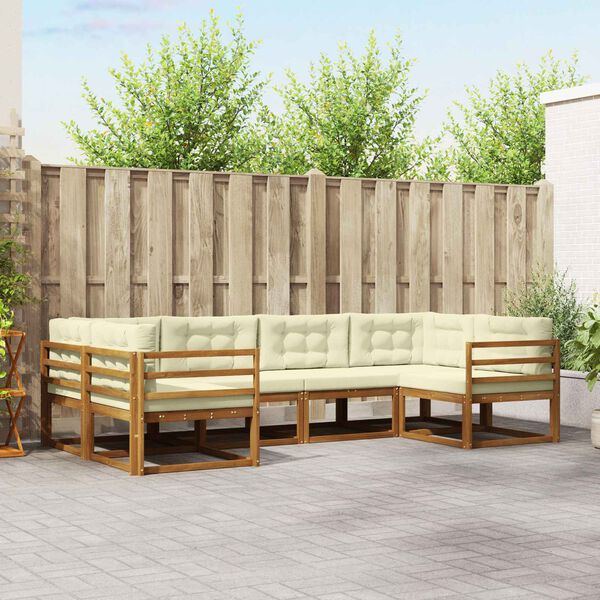 vidaXL Set vanjskih sofa s jastukom 6 pcs Prirodna i krem