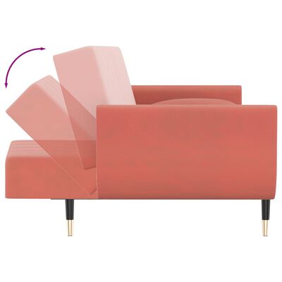 vidaXL Dvosjed na razvlačenje s tabureom i jastucima rozi baršunasti