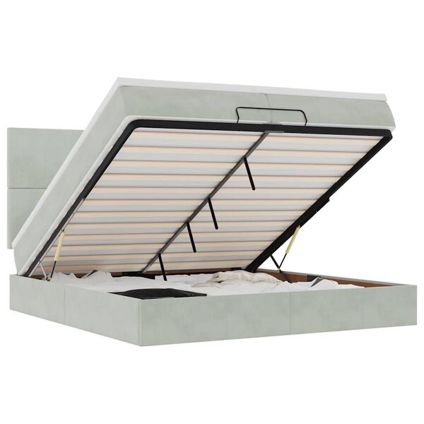 vidaXL Okvir kreveta s madracima svijetlosivi 200x200cm bar&scaron;unasti