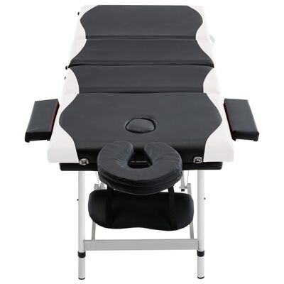 vidaXL Sklopivi stol za masažu s 4 zone aluminijski crno-bijeli
