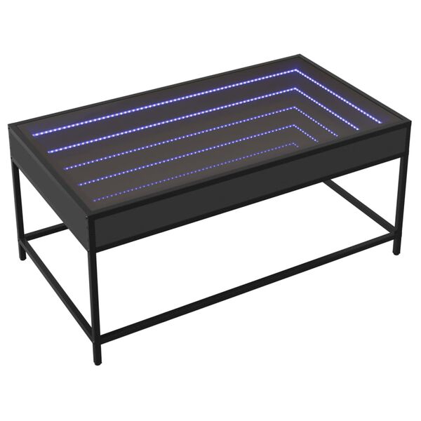 vidaXL Stolić za kavu s beskonačnim LED svjetlima crni 90x50x41 cm