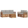 vidaXL Setovi sofa 6 pcs Prirodna i svijetlo siva Čvrsto drvo akacije