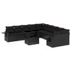 vidaXL 11-dijelni set vrtnih sofa od poliratana s jastucima crni
