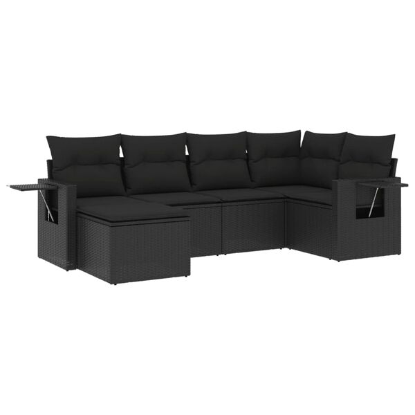 vidaXL 6-dijelni set vrtnih sofa s jastucima crni od poliratana