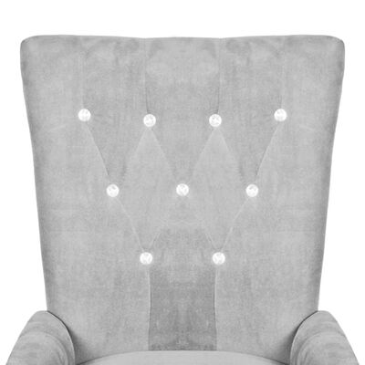 vidaXL Fotelja od baršuna srebrna