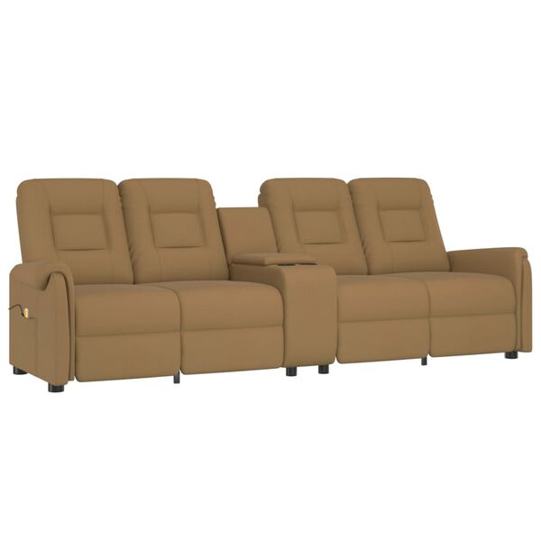 vidaXL Masažni četverosjed s držačem čaša smeđesivi