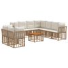 vidaXL Set vanjskih sofa 10 pcs Prirodna i krema bijela Poliester