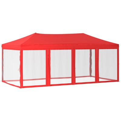 vidaXL Sklopivi šator za zabave s bočnim zidovima 3 x 6 m Crvena