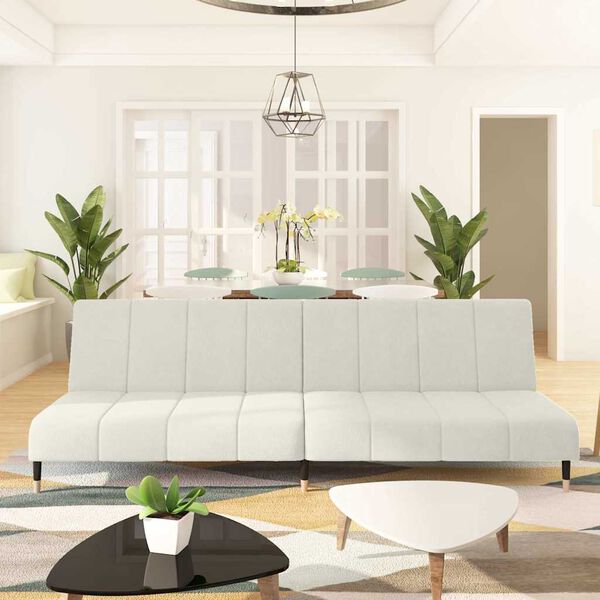 vidaXL Dvosjed na razvlačenje krem baršunasti