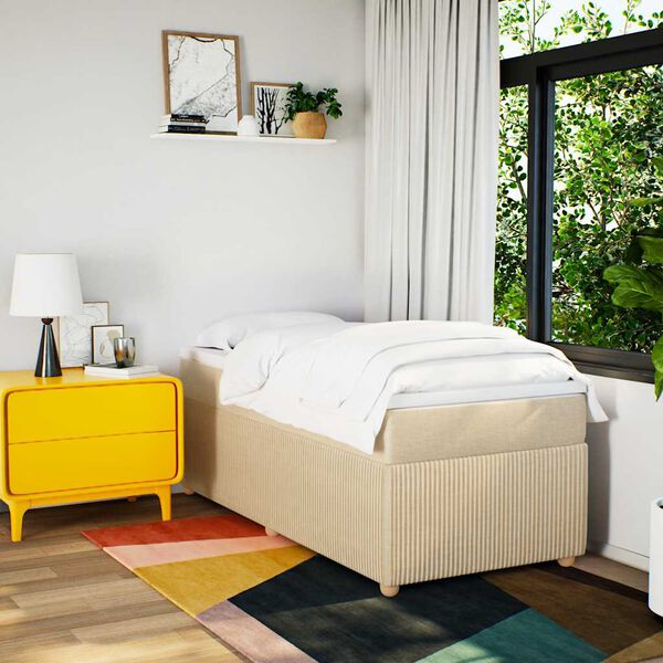 vidaXL Krevet s oprugama i madracem krem 90 x 200 cm od tkanine