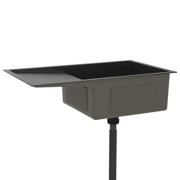 vidaXL Ručno rađeni kuhinjski sudoper crni od nehrđajućeg čelika