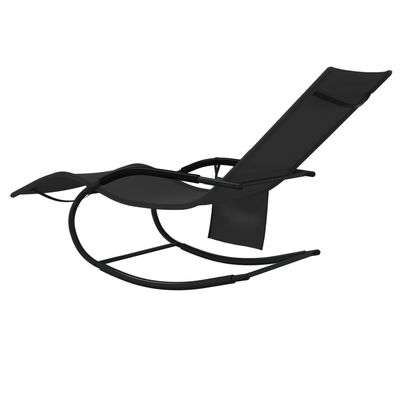 vidaXL Ljuljajuća ležaljka za sunčanje od čelika i tekstilena crna