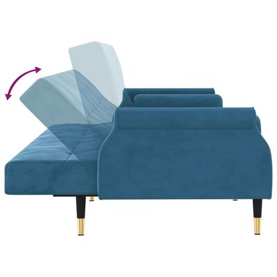 vidaXL Kauč na razvlačenje s jastucima plavi baršunasti