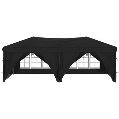 vidaXL Sklopivi šator za zabave s bočnim zidovima 3 x 6 crni