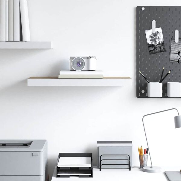 vidaXL Plutajuća zidna polica boja hrasta i bijela 60x23,5x3,8 cm MDF