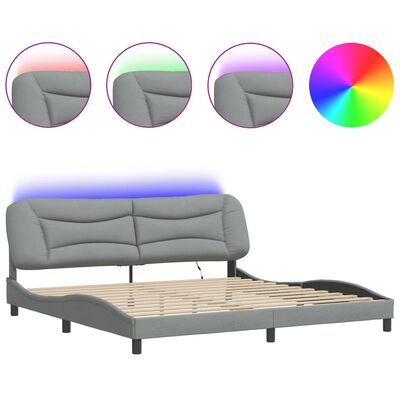 vidaXL Okvir kreveta s LED svjetlima svjetlosivi 200x200 cm od tkanine