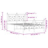 vidaXL Metalni okvir kreveta uzglavlje i podnožje crni 120x190 cm