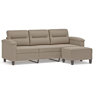 vidaXL Trosjed s tabureom smeđesivi 180 cm od mikrovlakana